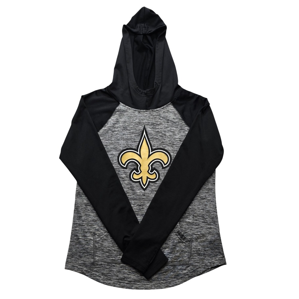 NFL Saints G-III 4Her Hoodie Gray Black‎ Logo Womens Small